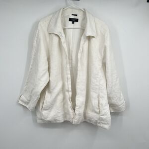 Womens Talbots White 100% Irish Linen Blazer Plus Size 3X Preppy Career Casual
